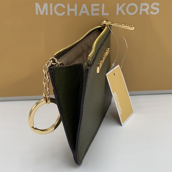 MICHAEL KORS LARGE EAST WEST CROSSBODY & Top Zip Coinpouch With ID Card OLIVE - Picture 14 of 16